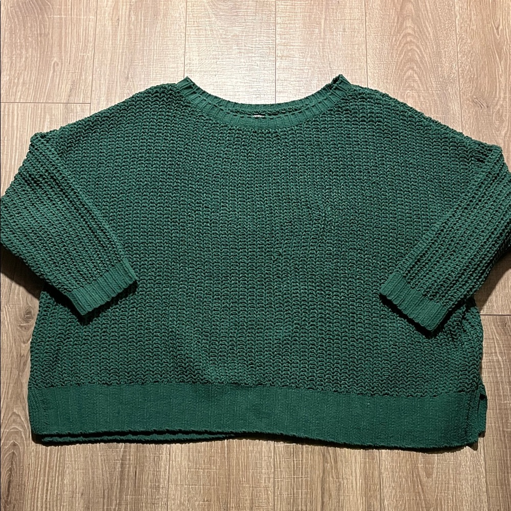American Eagle Outfitters Green Chenille Crew Neck Oversized Large Sweater XL